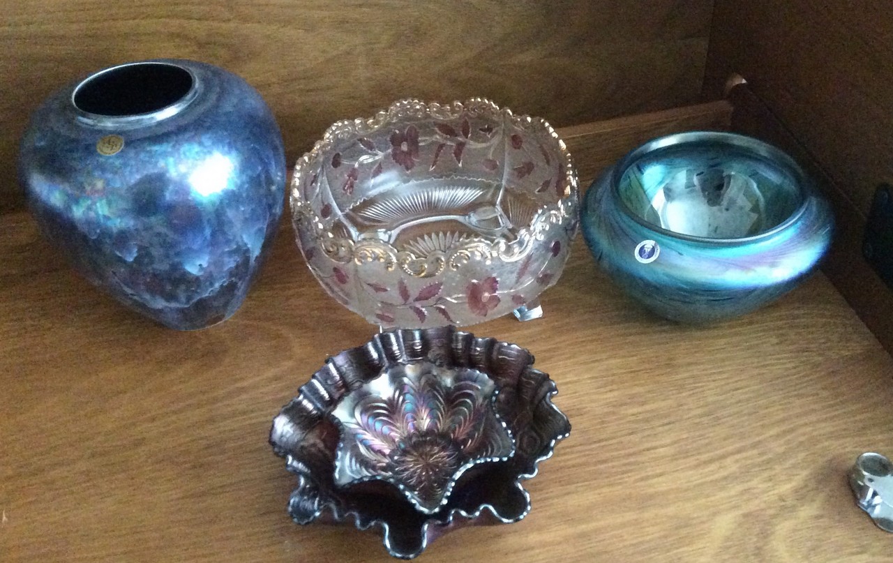 Five various glass bowls.