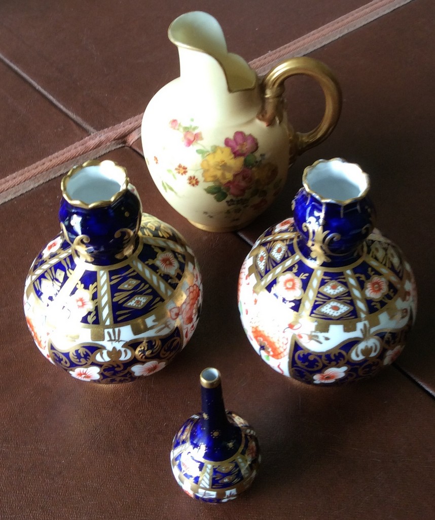 Three miniature ceramics Crown Derby and Royal  Worcester.