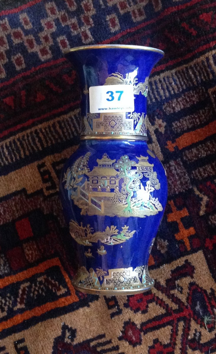 Carlton ware lustre vase with Chinoiserie decoration.