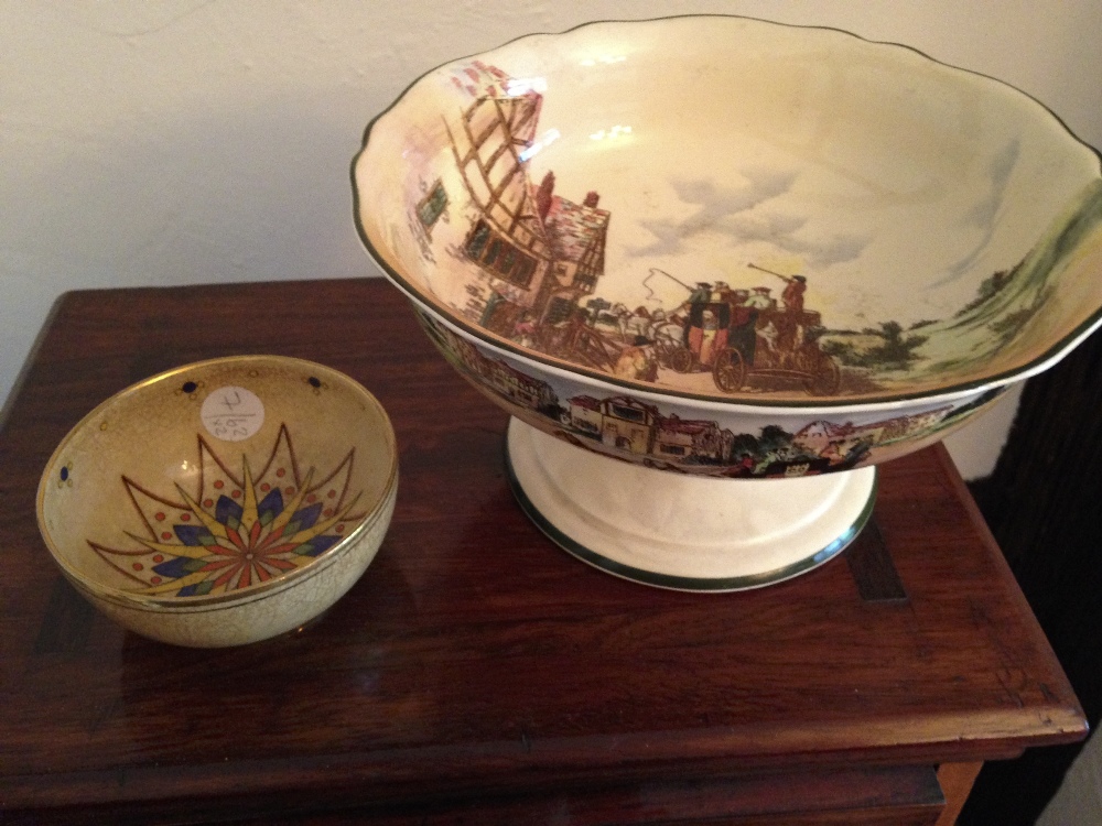 Royal Doulton Old English coaching bowl and a miniature bowl.