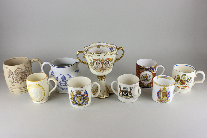 An Aynsley porcelain two handled stemmed cup to commemorate the coronation of George VI and Queen