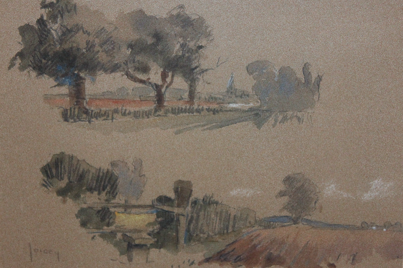 Joicey (20th century) landscape sketches of Langstone and Warblington Church, watercolour and