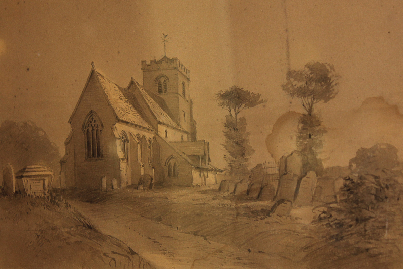 G H B Ponsonby (1829-1908), Felpham Church and a view of a windmill, two framed watercolour