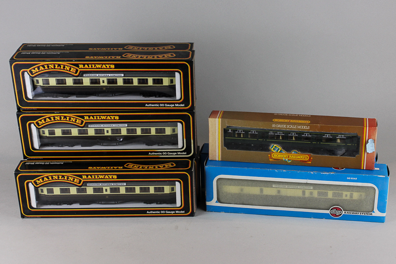 Seven Mainline Railways OO gauge carriages Cornish Riviera Ltd and three others various