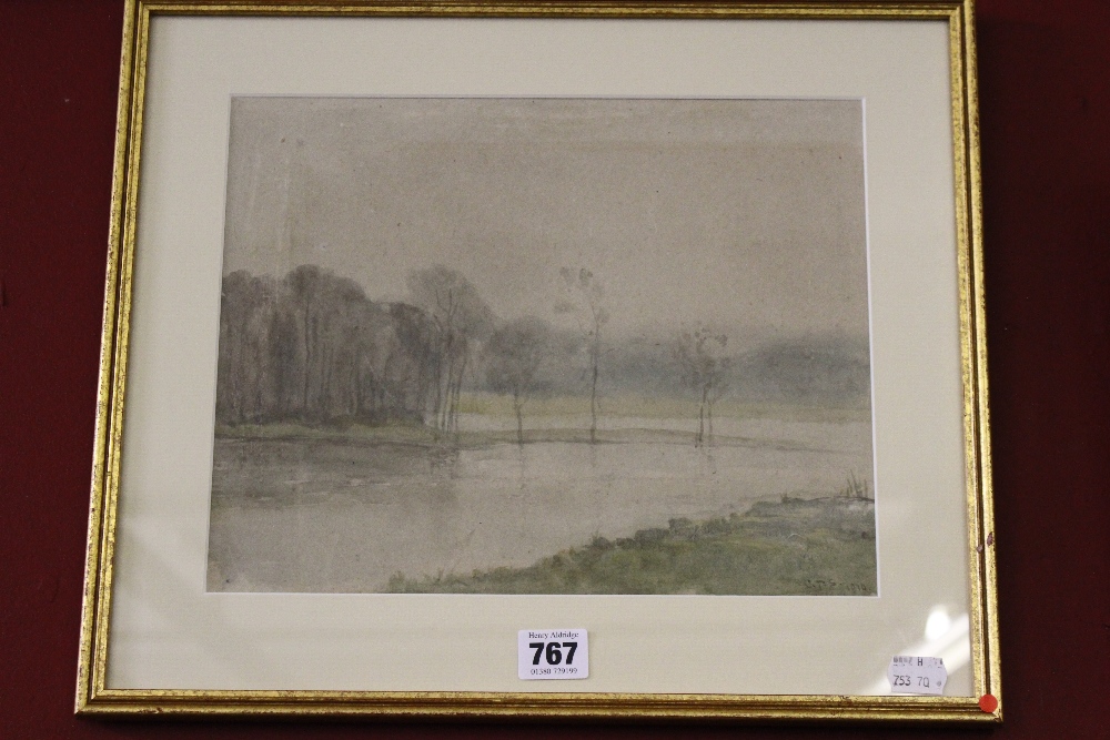 C. Percival: Small watercolour Long Witten lake, Northumberland (1910), (Home of the Percival