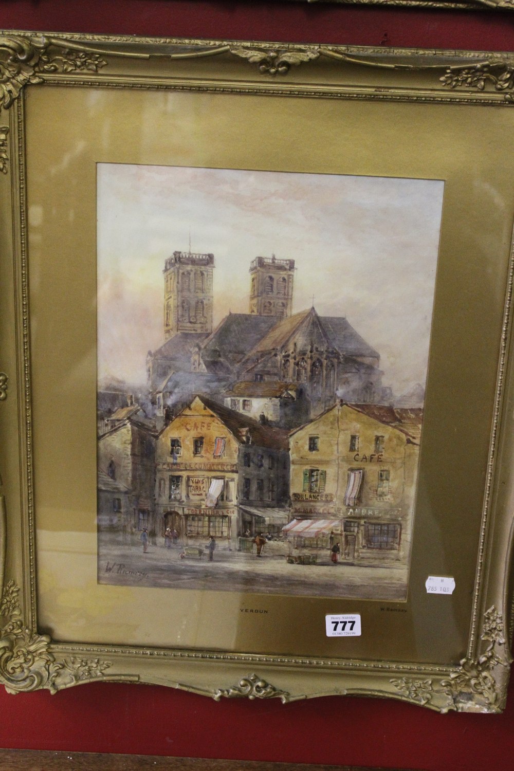 William Ramsay, 19th Cent. Watercolour, `Verdun`, historical building and figures, signed W Ramsay