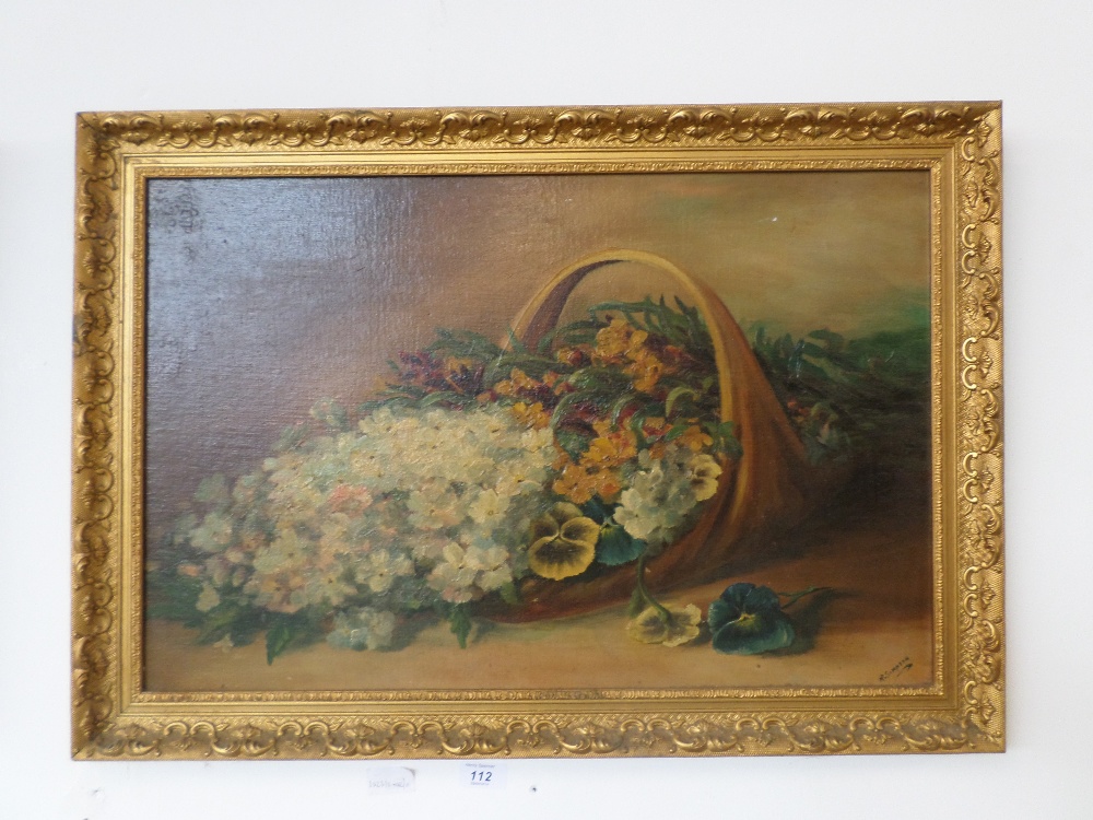 Framed oil on board of flowers, signed  R.Simpson, 18x12"