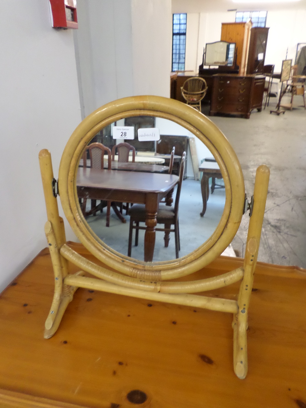 Bamboo oval mirror