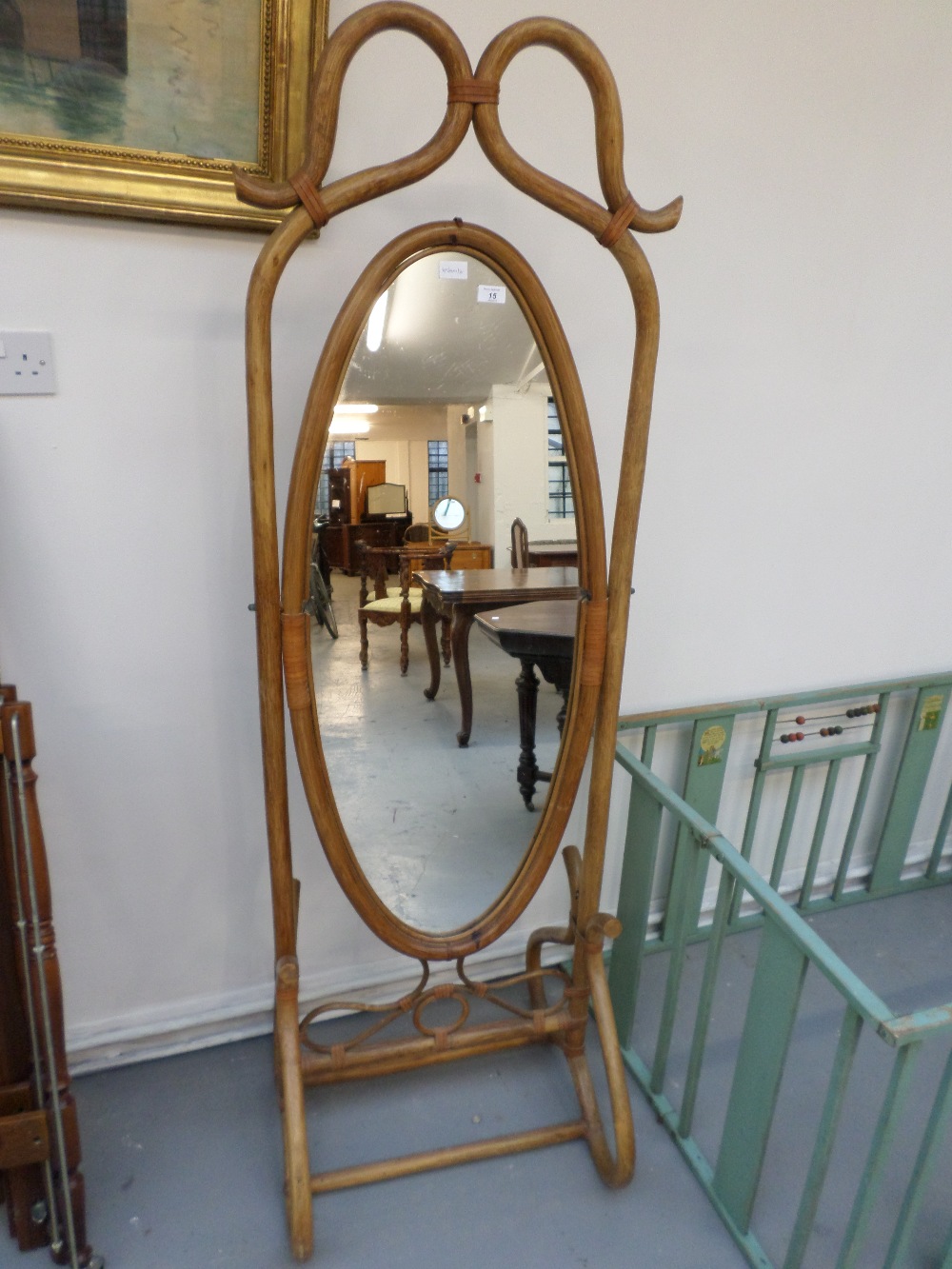 Bamboo cheval mirror