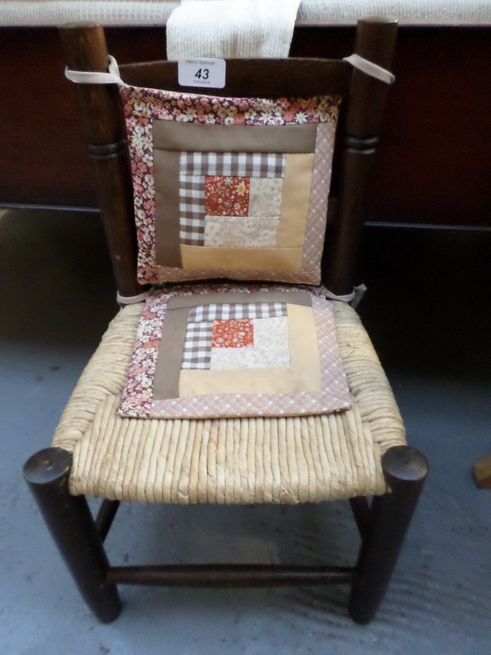 Children's Chair with Cushions - Mahogany with Rush Seat