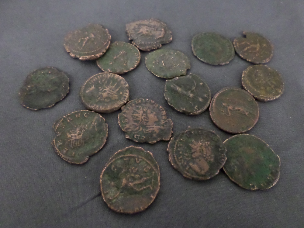 Sixteen Roman bronze antoninianii coins. 3rd Century A.D. 22mm. (16) Good detail.