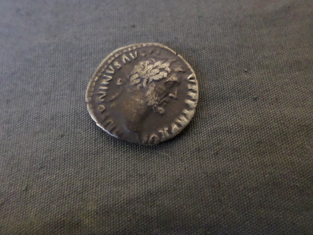 Antoninus Pius Roman silver denarius.  A.D. 138-161. 2.87 grams. Fine. 18mm.