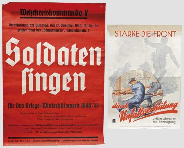 Plakat "Stärke die Front" bzw. "Soldaten singen"  Plakate aus Papier bzw. dünner Kartonage,