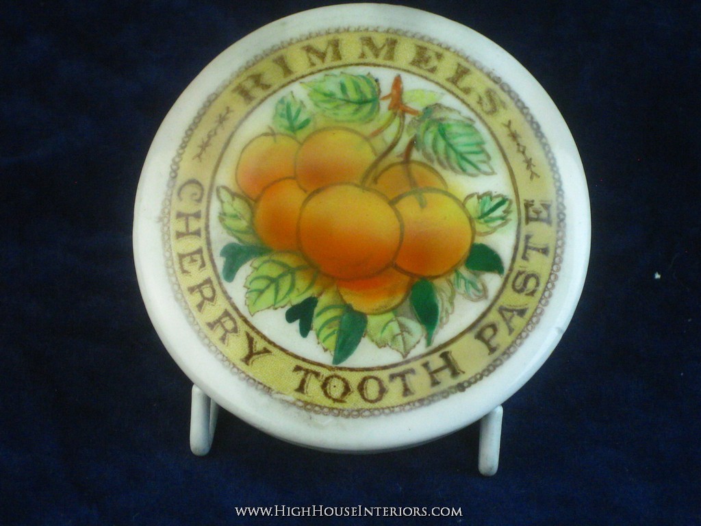 Old Pot Lid Rimmel`s Cherry Tooth Paste - Unusual Colour Variant. Has been in two halves and put