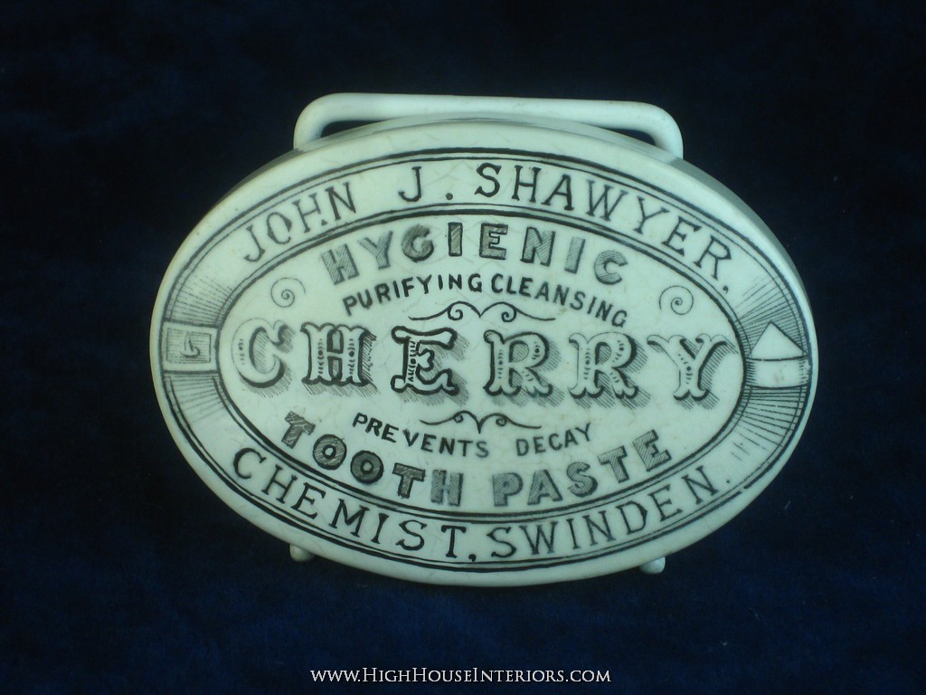 Old Pot Lid John Shawyer Hygienic Cherry Tooth paste Swinden Swindon - Has been in two halves at