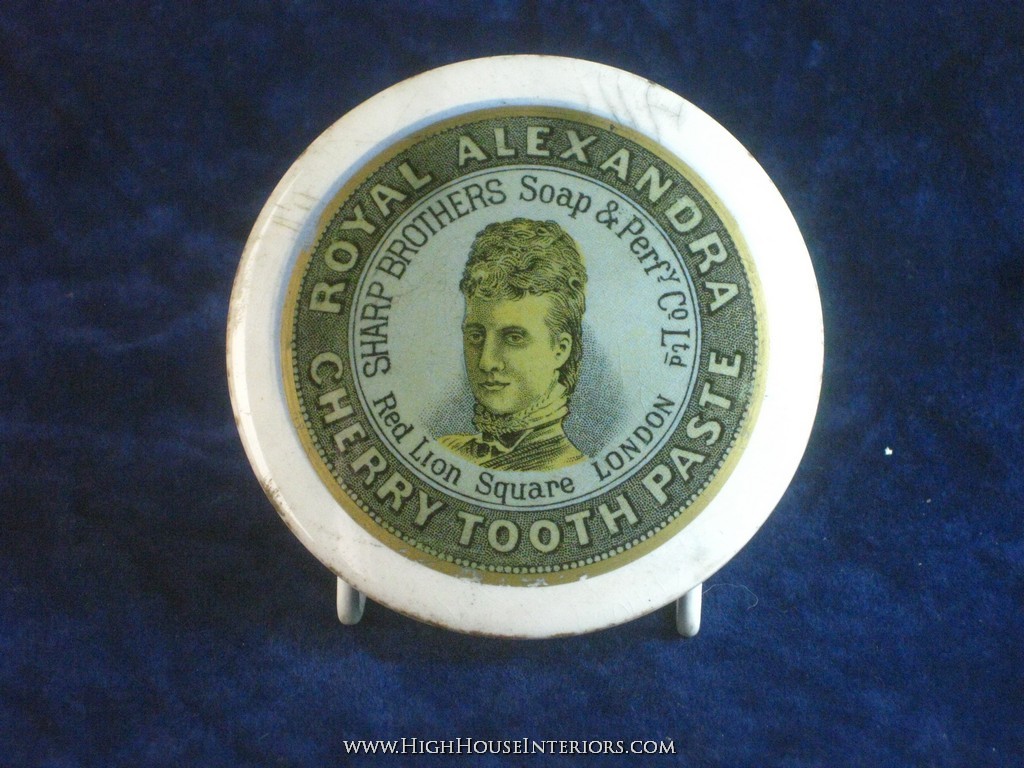 Old Pot Lid Sharp Brothers Royal Alexandra Tooth Paste London - Minor rim chips scuffs and staining