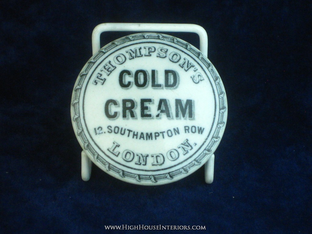 Old Pot Lid Thompson`s London Cold Cream - Extensive Flange Repair - comes with base - 2.5