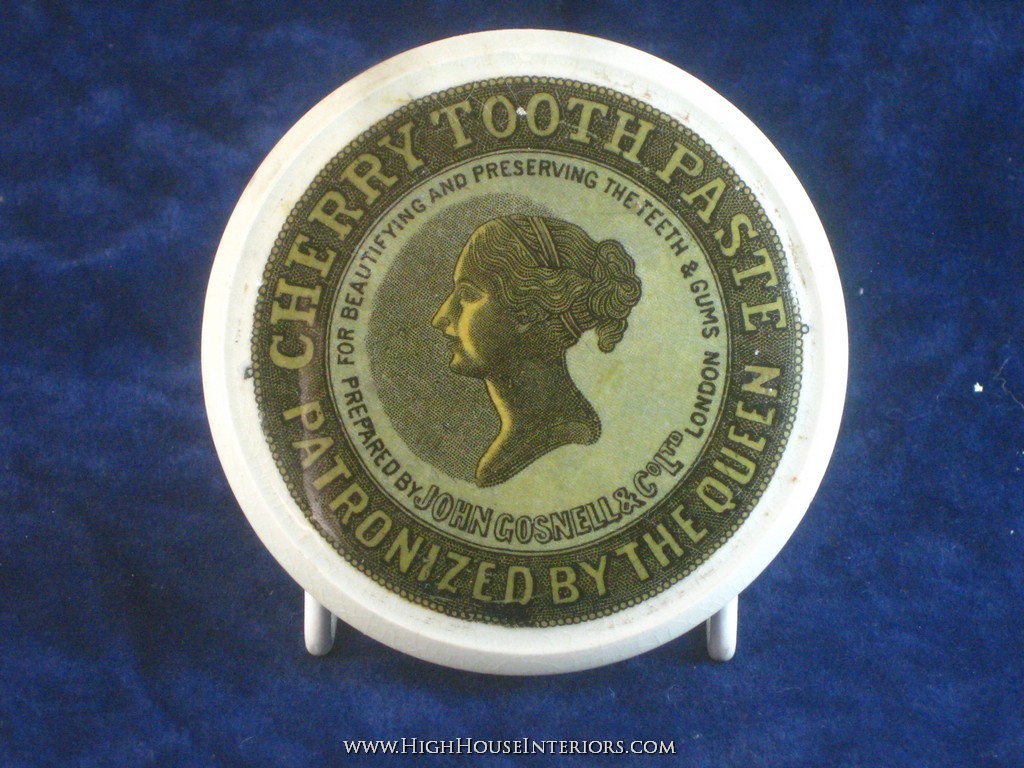 Old Pot Lid John Gosnell`s Cherry Tooth Paste - One area of chipping to rim - includes base - 3