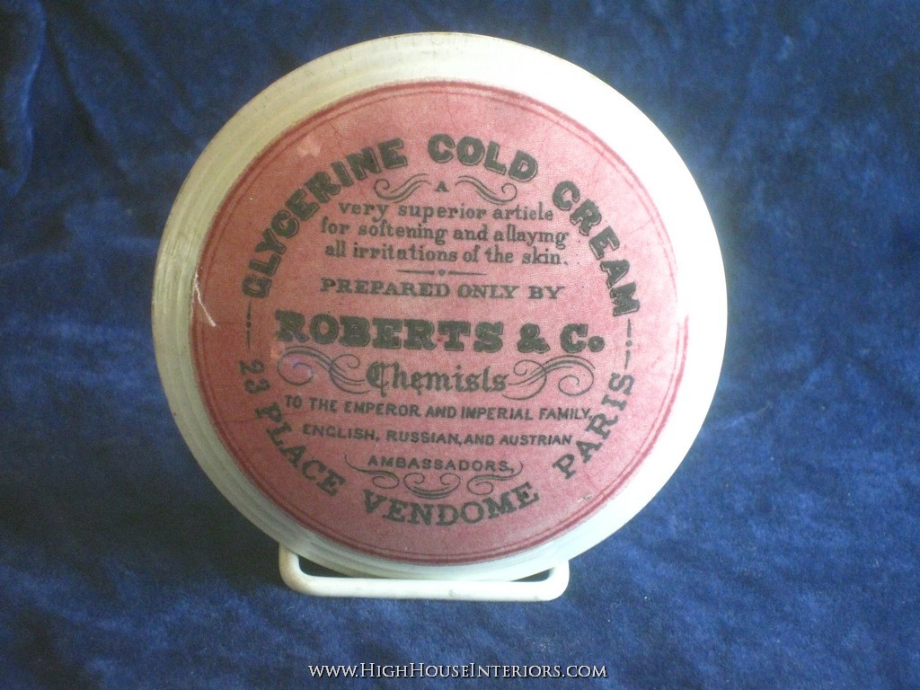 Old Pot Lid Robert`s Glycerine Cold Cream Paris - Minor edge nibbles