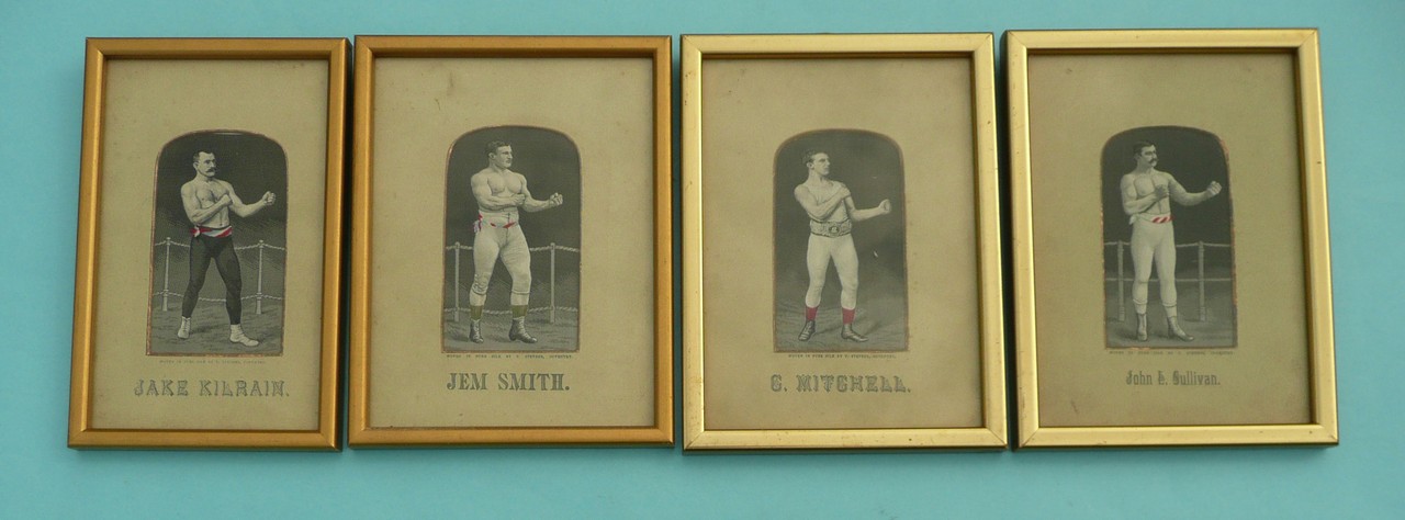 Jake Kilrain (Stg80) C. Mitchell (Stg81) Jem Smith (Stg82) and John Sullivan (Stg83) each framed (