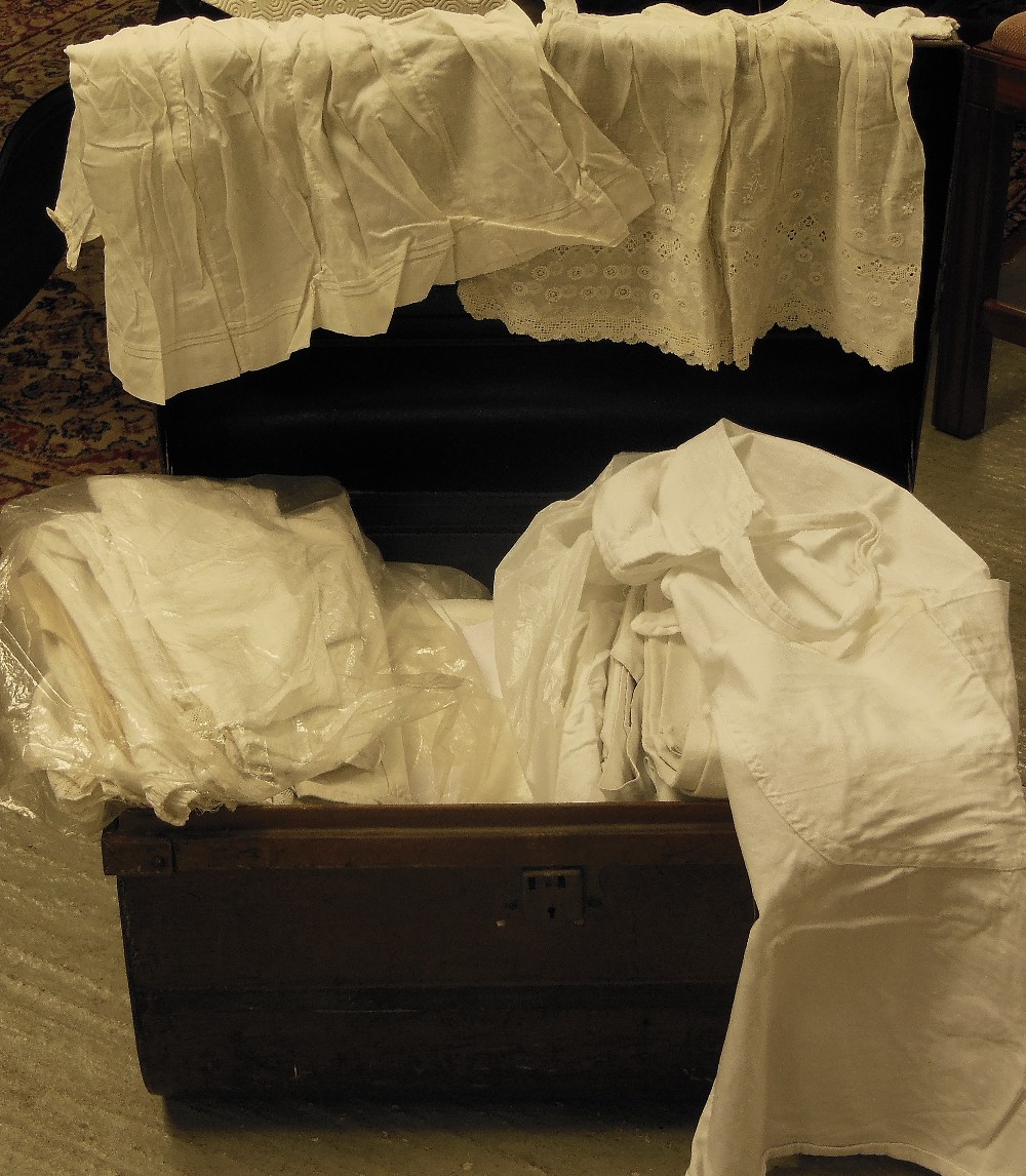 TRUNK OF ANTIQUE LINEN