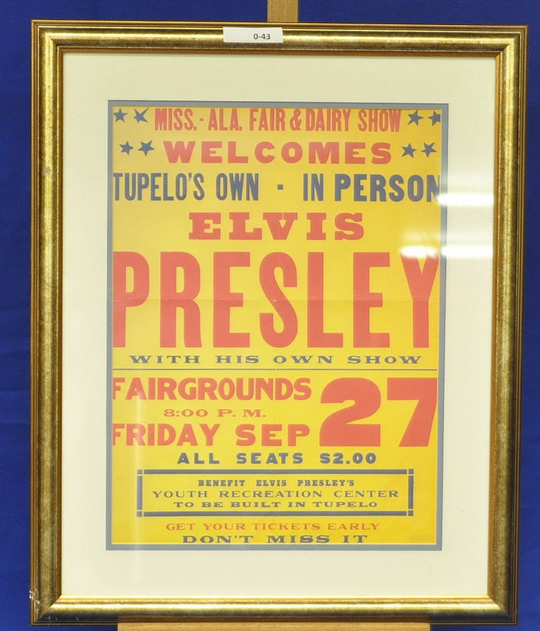 POSTER OF FAIR AND DAIRY SHOW WITH ELVIS AS MAIN ATTRACTION - MOUNTED AND FRAMED (FRAME 54 X 45 CM