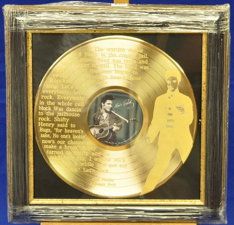 LIMITED EDITION - ELVIS GOLD DISC PRESENTATION 24 CARAT GOLD JAIL HOUSE ROCK (FRAME 39 X 39 CM