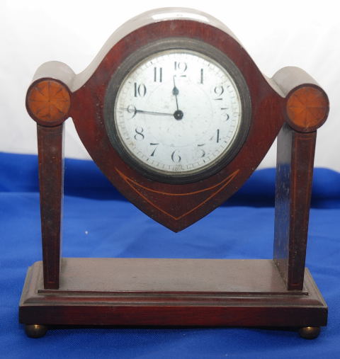 EDWARDIAN MANTEL CLOCK WITH BOXWOOD INLAY