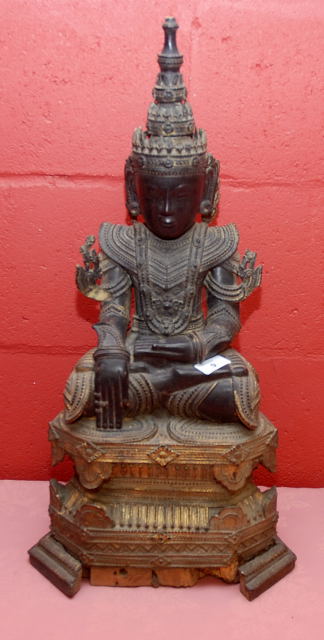 A WOODEN GILDED BODHISATTVA FIGURE PERHAPS SINO TIBETAN, 60CM