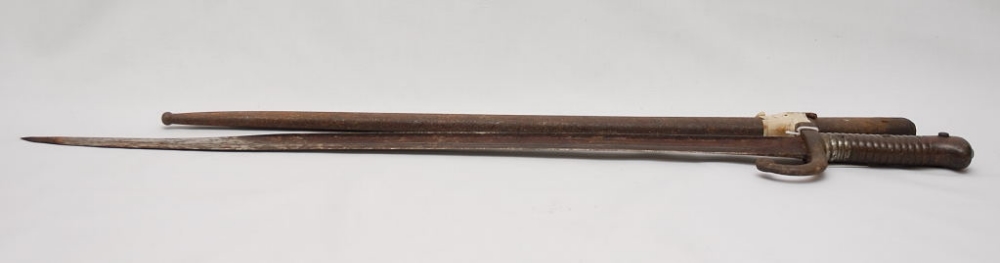 A BAYONET WITH SCABBARD, 71CM