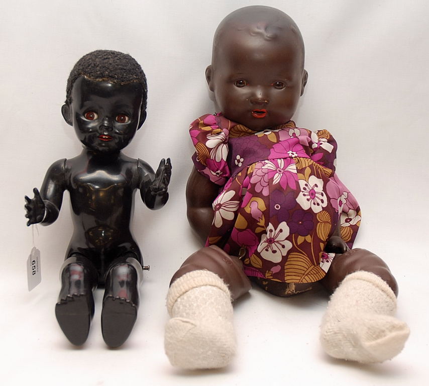 TWO BLACK DOLLS FOR REPAIR, GIRL DOLL MARKED AM GERMANY