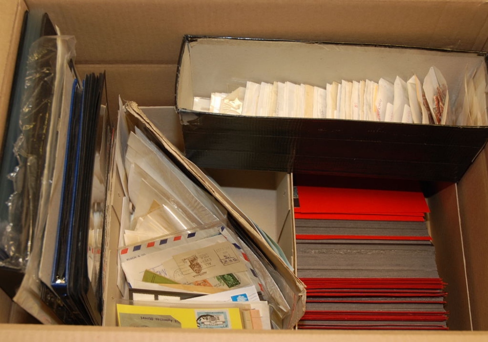 LARGE BOX WITH A VAST ACCUMULATION OF MAINLY FOREIGN PERFINS, MUCH EUROPE, ON STOCKCARDS, IN