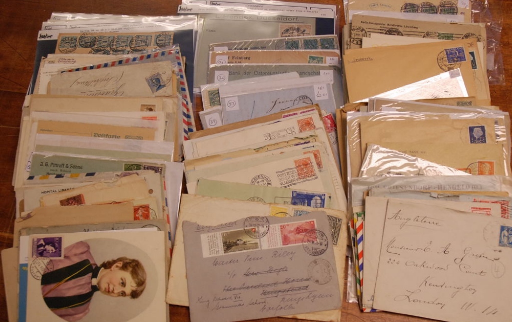 SMALL BOX OF MAINLY FOREIGN COVERS, CARDS AND STATIONERY, DUTCH ITEMS BEARING PERFINS, GERMANY
