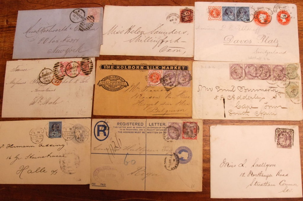 GB PERFINS: QV COVERS, CARDS AND STATIONERY, GOOD SELECTION INCLUDING MIXED FRANKINGS, SOME TO