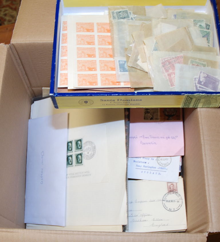 BOX OF VARIOUS, OLD-TIME IN PACKETS AND SMALL BOXES, COVERS WITH CYPRUS 1970-5 RURAL POSTMARKS, GB