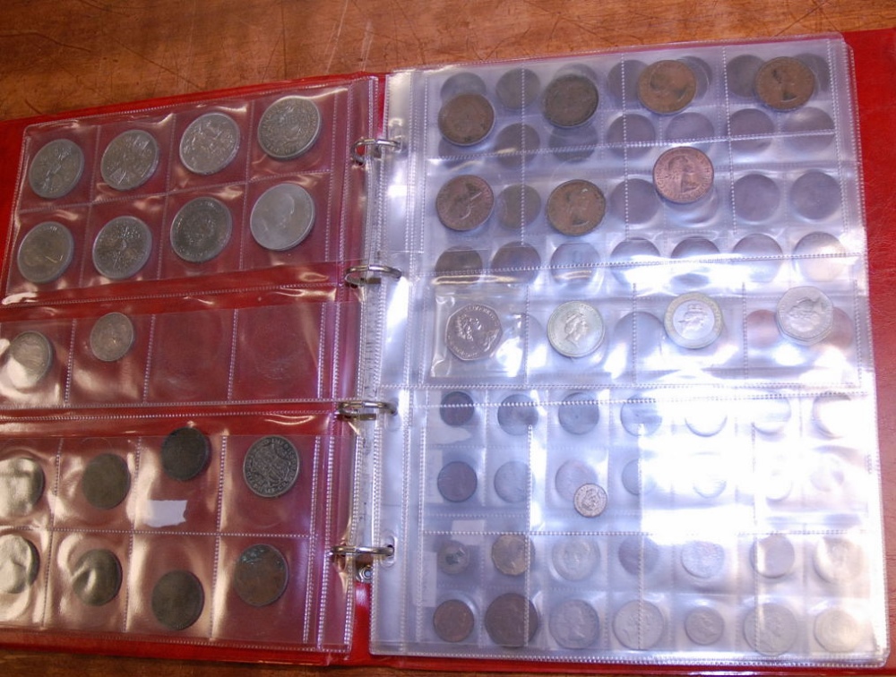 ALBUM OF GB AND SOME OTHER COINS, FEW SILVER (COUPLE 100'S)