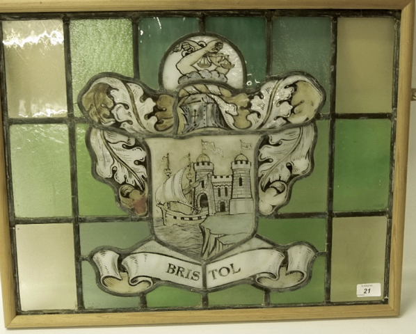 STAINED GLASS PANEL, BRISTOL COAT OF ARMS, 45 X 58 CM APPROX - Image 3 of 4