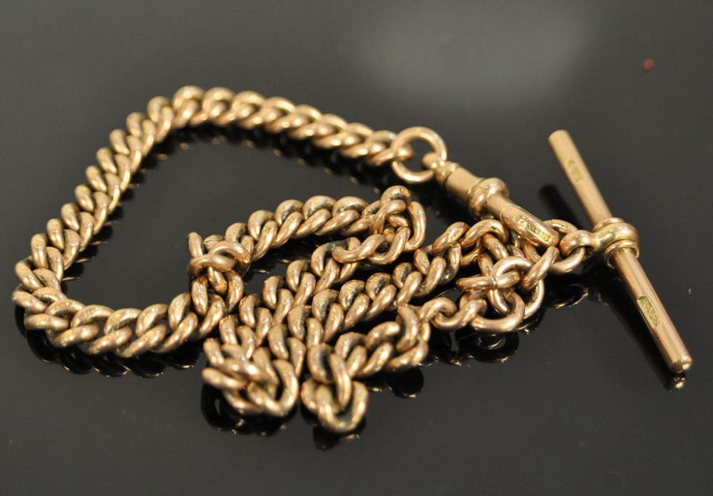 ROSE GOLD 9CT ALBERT WATCH CHAIN, APPROX 38GMS