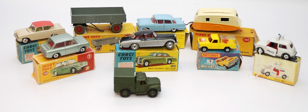 9 BOXED DIECAST MODEL VEHICLES DINKY TOYS, CORGI TOYS AND MATCHBOX TO INC. 234 FORD CONSUL