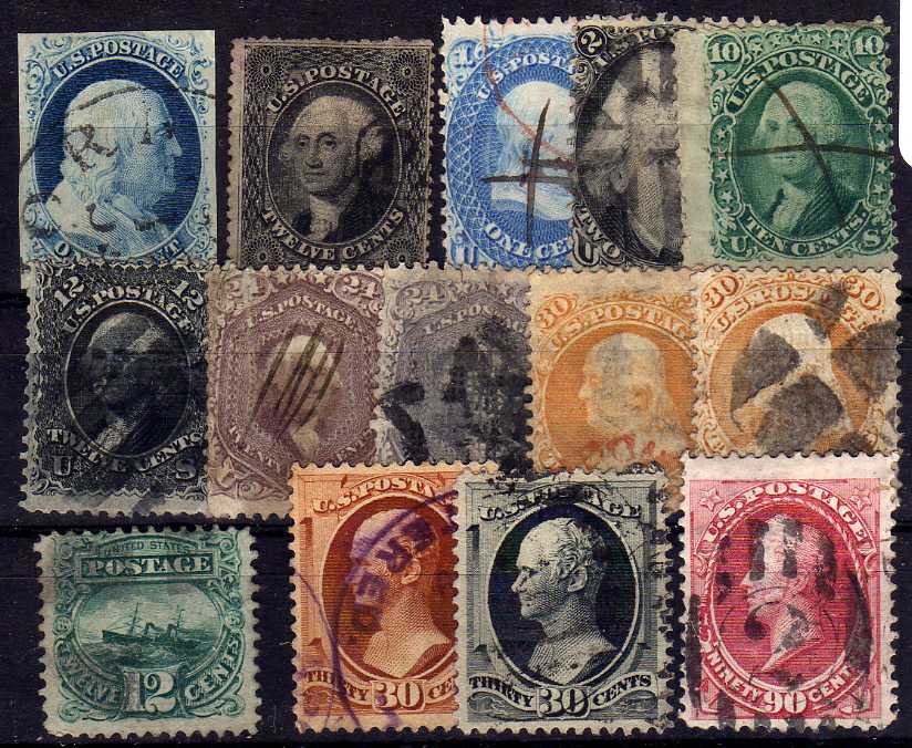 USA: 1851-73 USED SELECTION EARLIES IN POOR TO GOOD CONDITION (14)