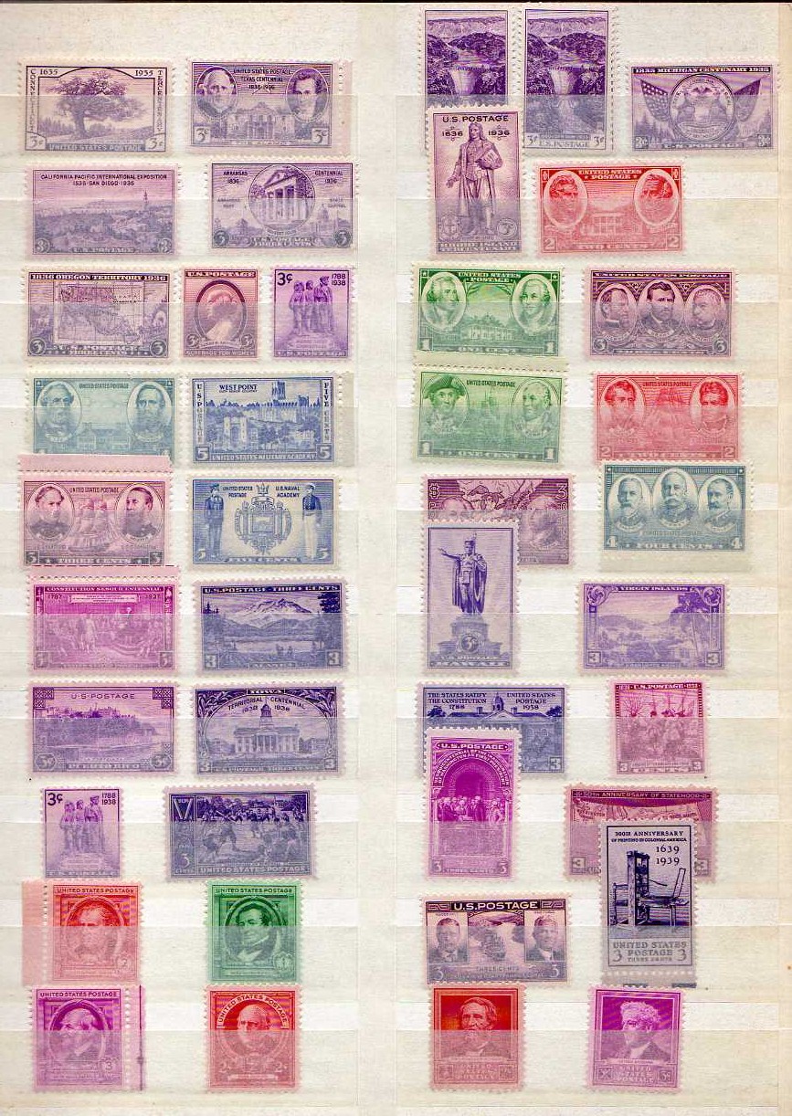 U.S.A:  STOCKBOOK WITH 1935-80 MINT SELECTION ALSO DUPLICATED RANGES WITH BLOCKS (SEV. 100'S)
