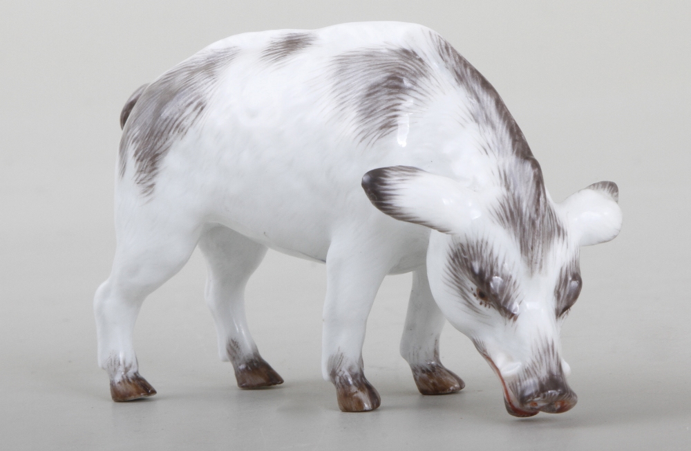 A Meissen hard-paste porcelain wild boar, modelled in the manner of J J Kandler painted with enamel