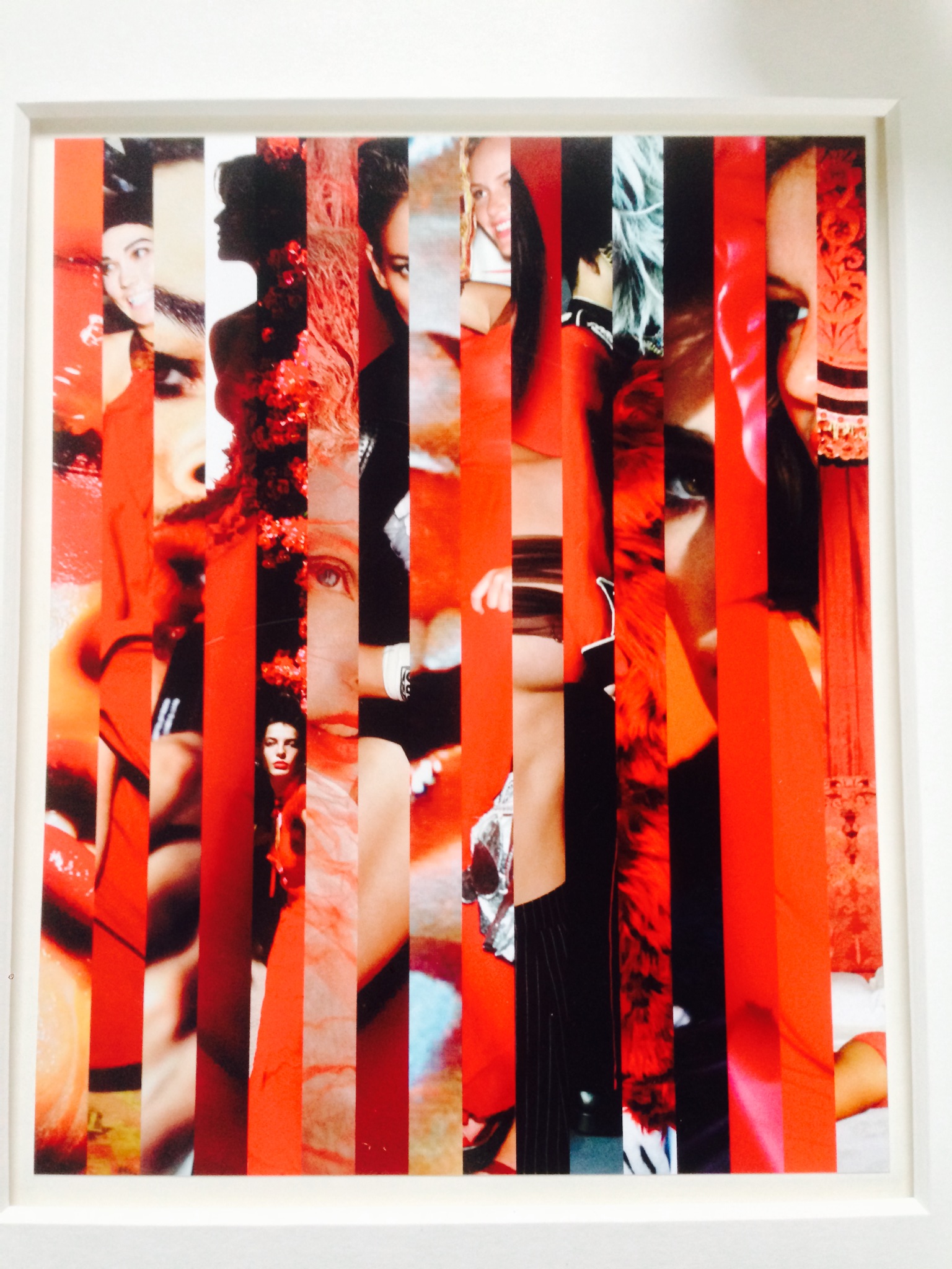 Mario Testino  Vertical collage of his seminal photographs in red tones Signed on the back 26 x