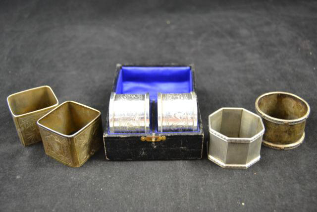 Six silver napkin rings, assorted hallmarks including Hukin & Heath - approx total weight 180g/5.8