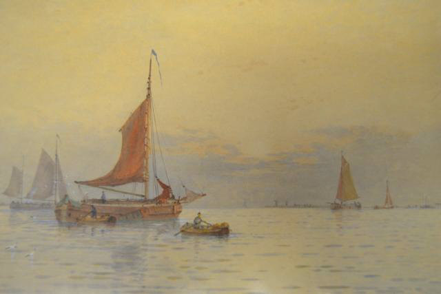 George Stanfield Walters (1838-1924) - Shipping oFf the Dutch coast - 25x35cm watercolour, signed
