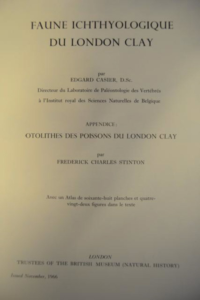 Faune Ichthyologique du London Clay - volume 1, Edward Casier, Appendice; Otolithes des Poissons