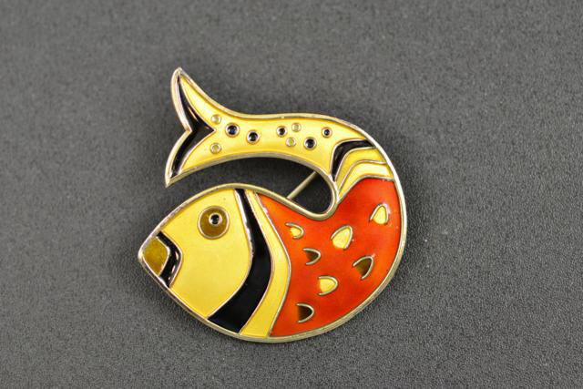 A David Andersen Norwegian sterling enamel brooch in the form of a fish.   CONDITION REPORT:  Good