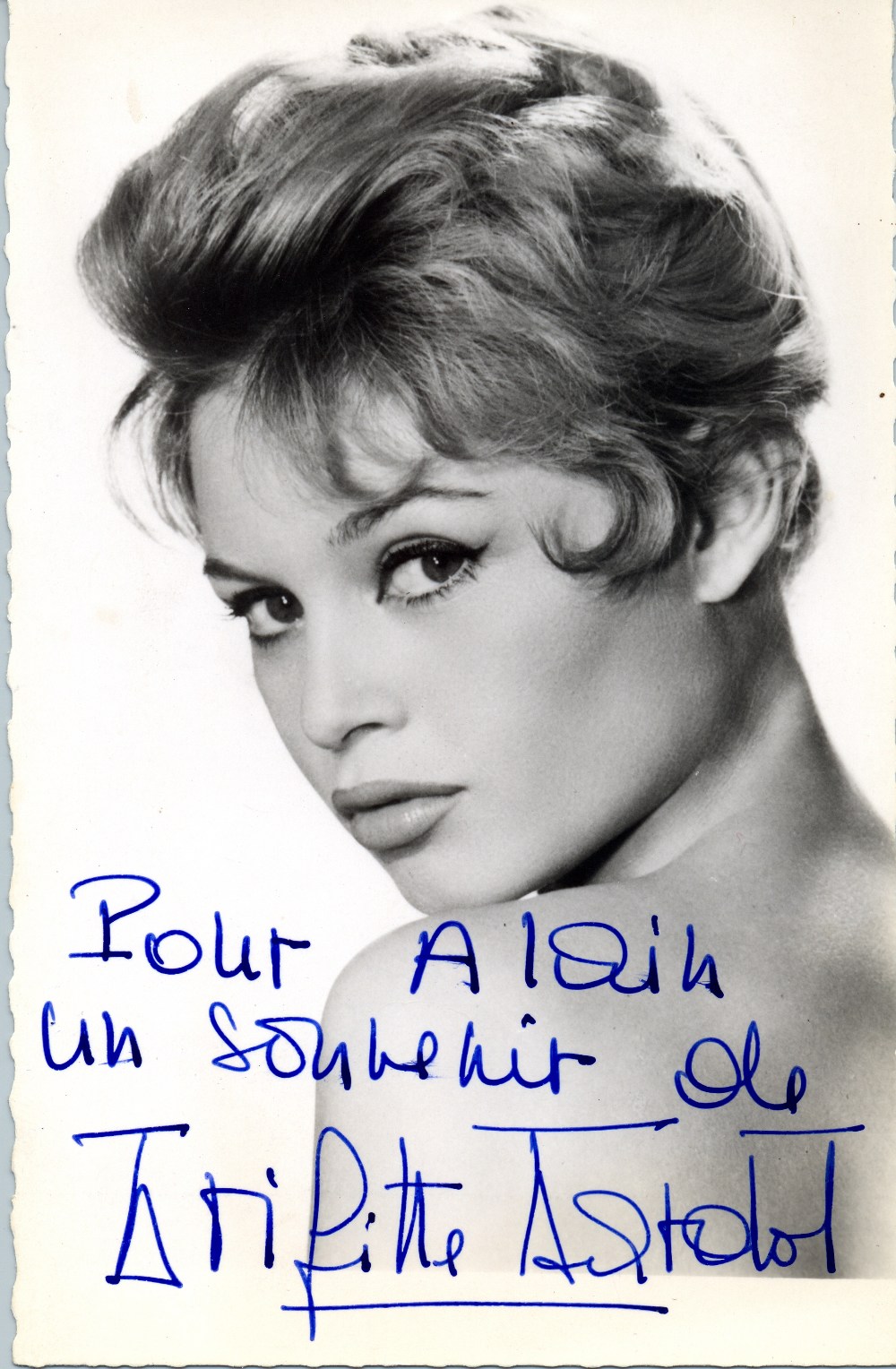 BARDOT BRIGITTE: (1934-  ) French Actress & Sex Symbol. Vintage signed and inscribed postcard