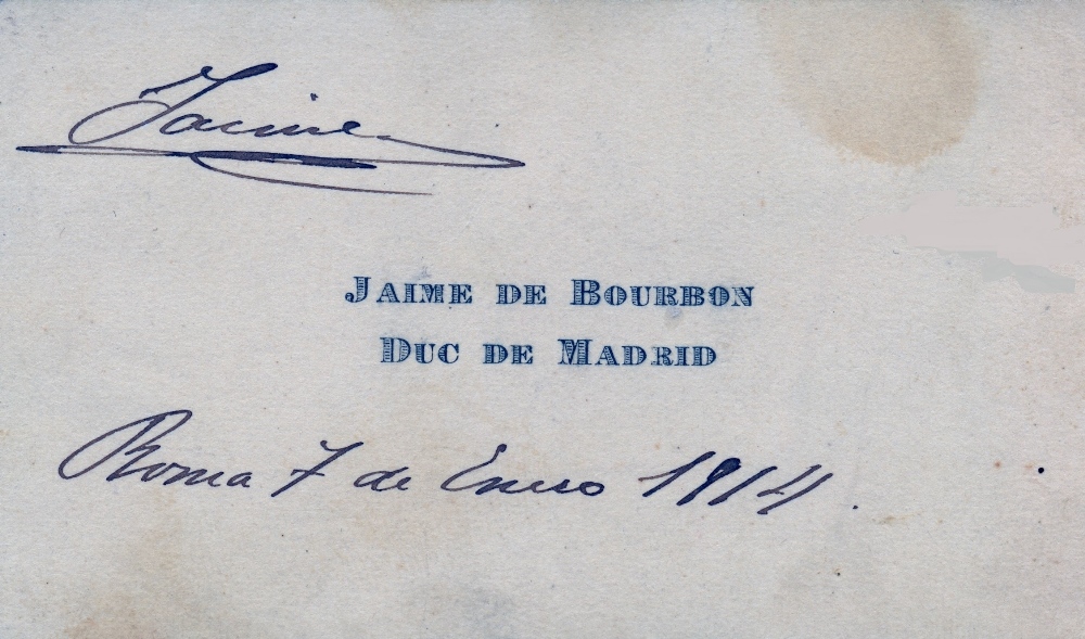 JAIME III: (1870-1931) James III of Bourbon & Bourbon-Parma, Duc of Anjou and Madrid, Carlist