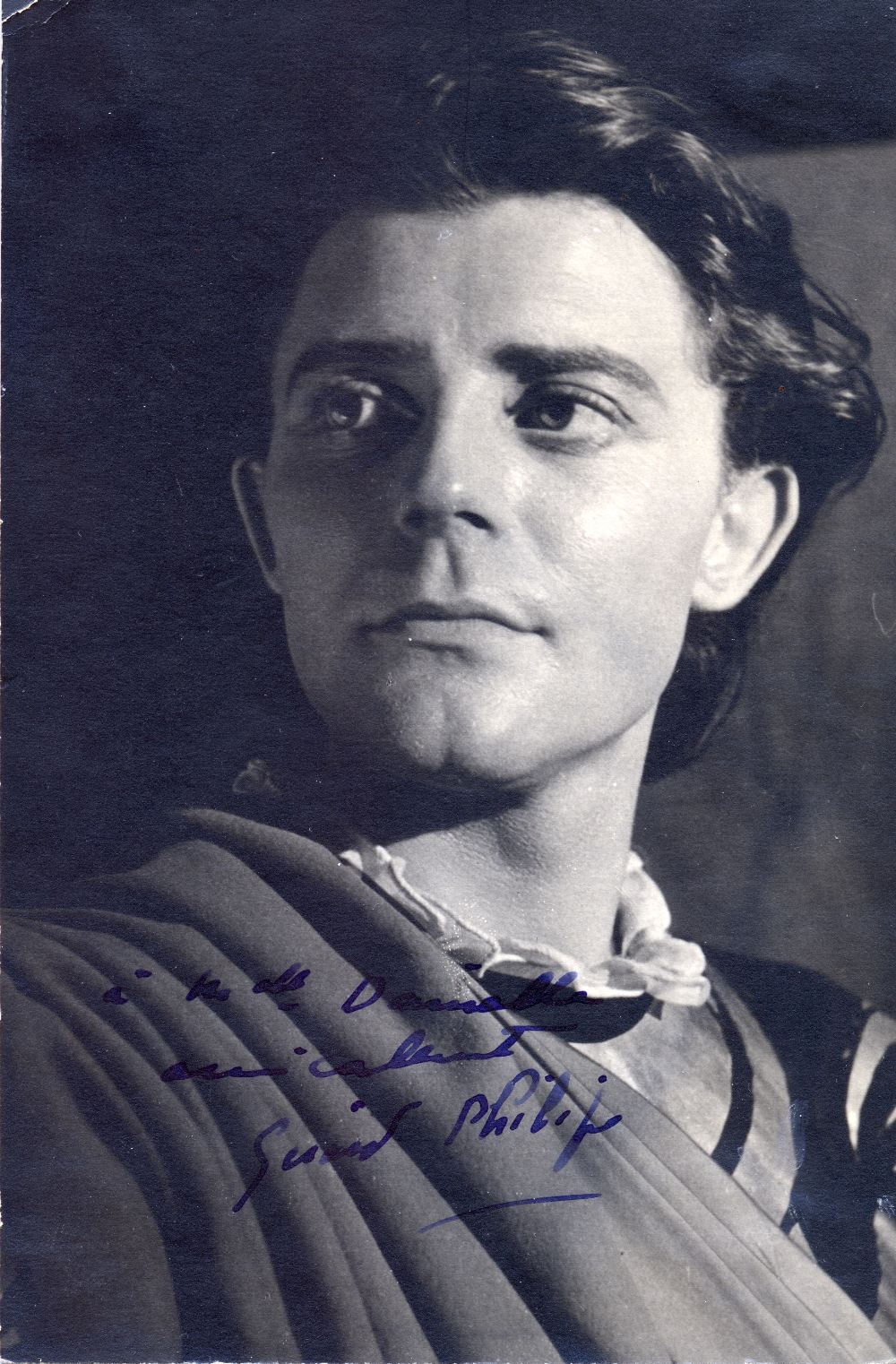 PHILIPE GÃ‰RARD: (1922-1959) French Actor. Vintage signed and inscribed postcard photograph of the